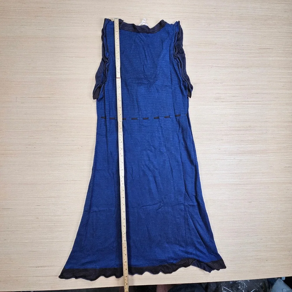 Chelsea & Violet Dress Women L Blue Sleeveless Knit‎ Ruffle Trim Drawstring